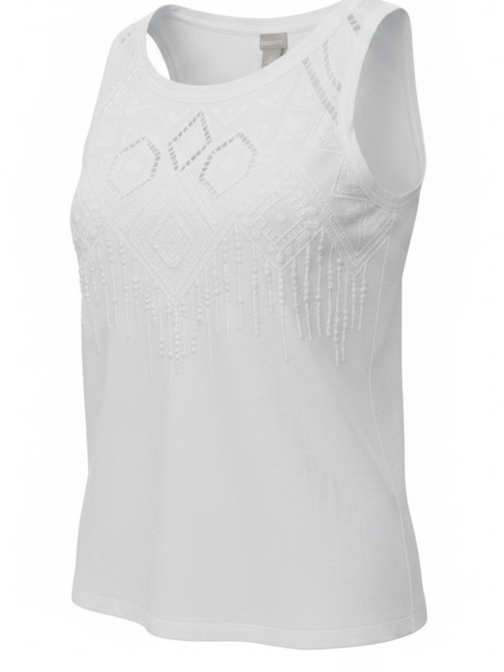 Chico’s Linen Blend Beaded Embroidered Top Size L